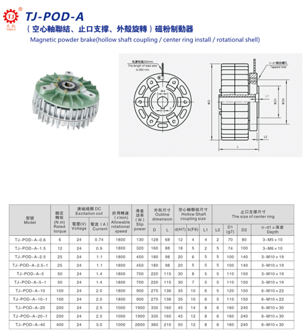 外殼旋轉磁粉制動(dòng)器選型圖 外殼旋轉磁粉制動(dòng)器選型圖
